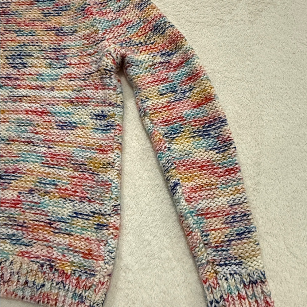 LOFT Multicolor Knit Sweater Size M Cozy Chunky Cable Knit Crewneck - Picture 11 of 15